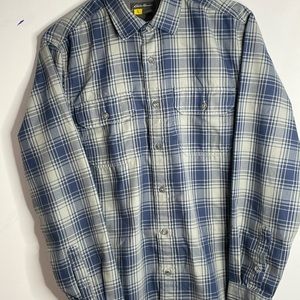 Eddie Bauer Shirt Adult Size S Blue Plaid Long Sleeve Casual Button Mens